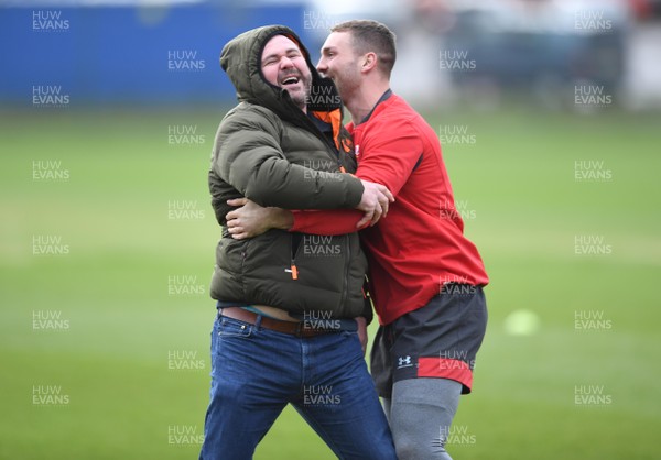140220 - Wales Rugby Training - Scott Quinnell and George North during training