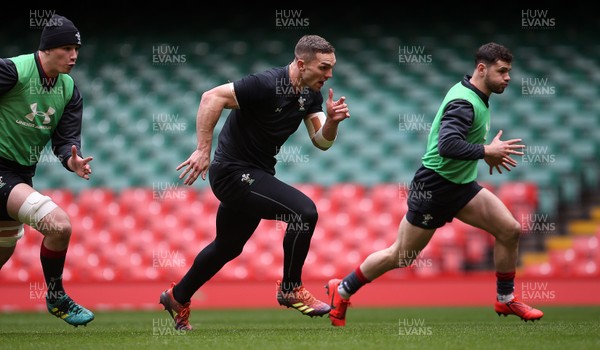 140319 - Wales Rugby Training - George North and Tomos Williams during training
