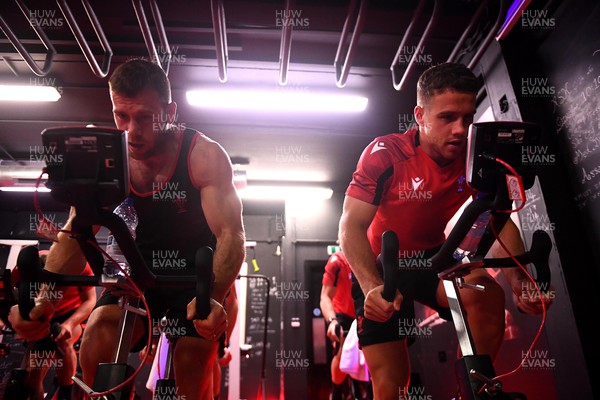 140622 - Wales Rugby Training - Gareth Davies and Kieran Hardy during altitude bike training