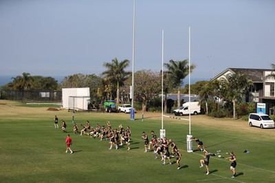 140726 - Wales Rugby Training in South Africa ahead of their game in Durban this weekend - Wales during the warm up