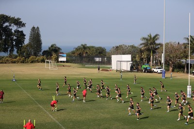 140726 - Wales Rugby Training in South Africa ahead of their game in Durban this weekend - Wales during the warm up