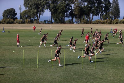 140726 - Wales Rugby Training in South Africa ahead of their game in Durban this weekend - Wales during the warm up