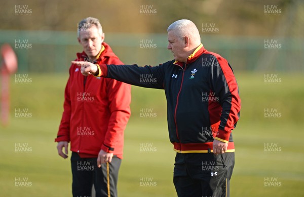 150316 - Wales Rugby Training -Rob Howley and Warren Gatland during training