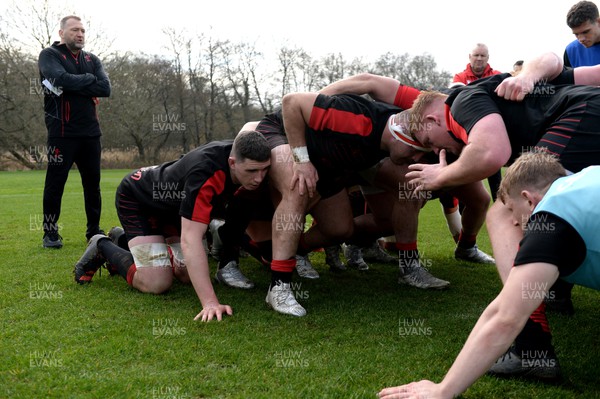 150322 - Wales Rugby Training - Jonathan Humphreys, Seb Davies and Dillon Lewis during training