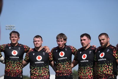 150726 - Wales Rugby Training ahead of their game against South Africa on the weekend - Alex Mann, Dewi Lake, Ellis Mee, Ben Warren and Nicky Smith during training