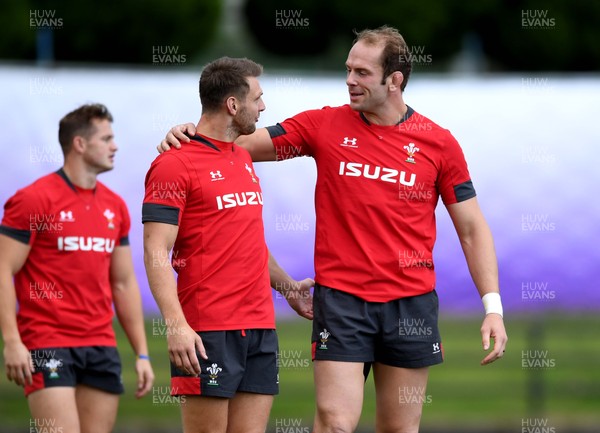 151019 - Wales Rugby Training - Dan Biggar and Alun Wyn Jones during training