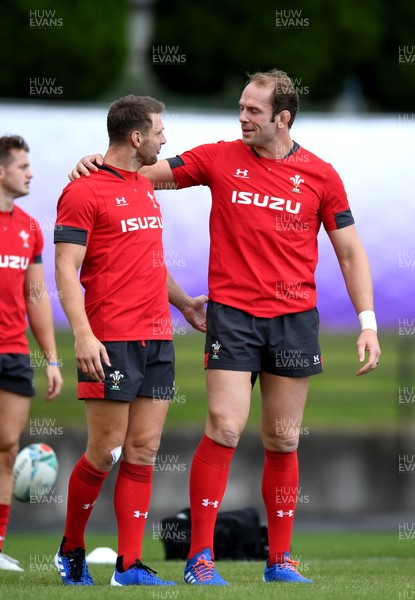 151019 - Wales Rugby Training - Dan Biggar and Alun Wyn Jones during training