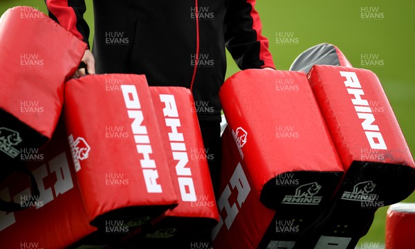160221 - Wales Rugby Training - Rhino tackle bags during training