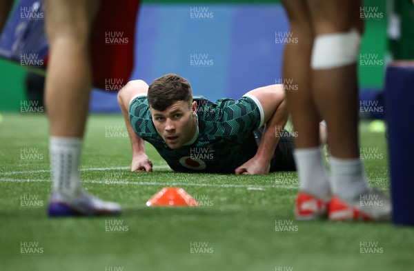 160224 - Wales Rugby Training at the National Centre of Excellence - Mason Grady during training