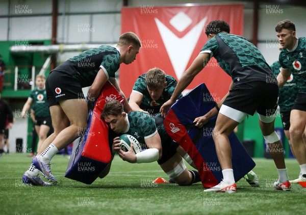 160224 - Wales Rugby Training at the National Centre of Excellence - Taine Basham during training