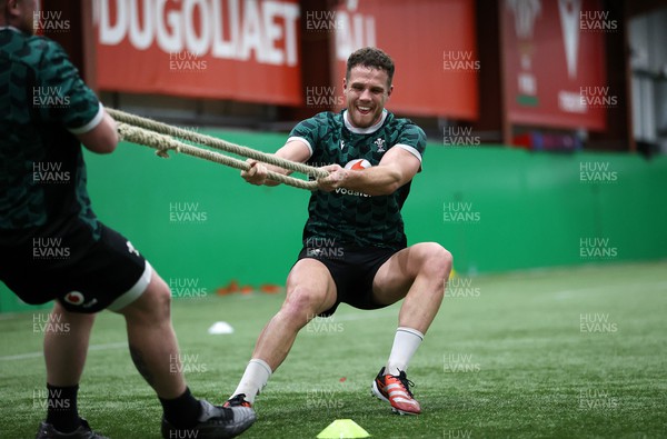 160224 - Wales Rugby Training at the National Centre of Excellence - Kieran Hardy during training
