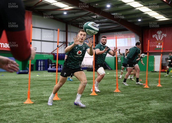 160224 - Wales Rugby Training at the National Centre of Excellence - Cameron Winnett during training
