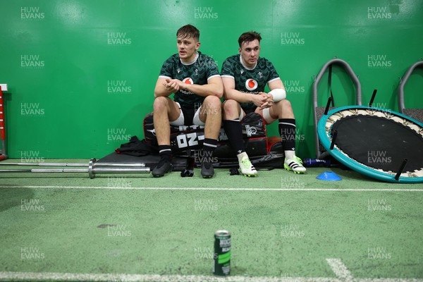 160224 - Wales Rugby Training at the National Centre of Excellence - Alex Mann and Taine Basham during training