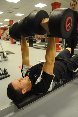 16.03.10 - Wales Rugby Training - Lee Byrne in action during training. 