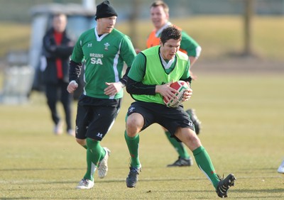 16.03.10 - Wales Rugby Training - James Hook in action during training. 