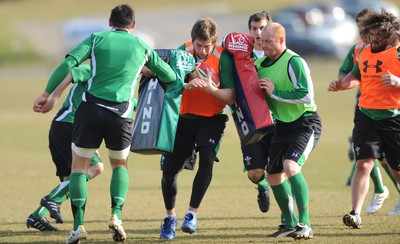 16.03.10 - Wales Rugby Training - Ryan Jones in action during training. 