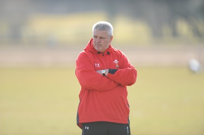16.03.10 - Wales Rugby Training - Wales head coach Warren Gatland looks on during training. 