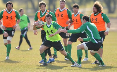 16.03.10 - Wales Rugby Training - Sam Warburton in action during training. 
