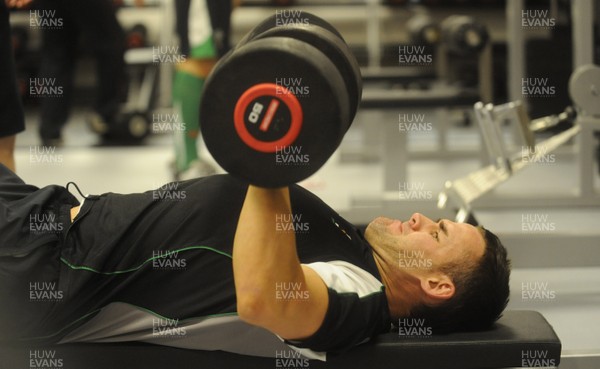 16.03.10 - Wales Rugby Training - Lee Byrne in action during training. 