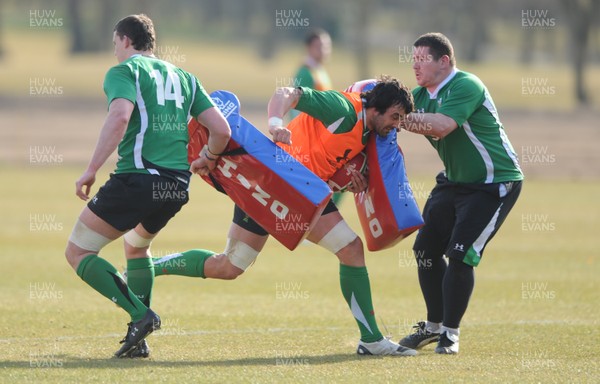 16.03.10 - Wales Rugby Training - Jonathan Thomas in action during training. 