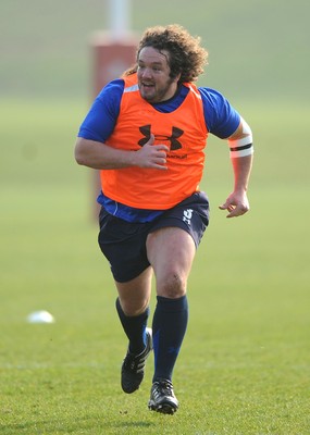 16.03.11 - Wales Rugby Training - Adam Jones during training. 