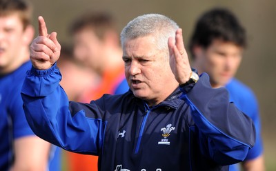 16.03.11 - Wales Rugby Training - Head coach Warren Gatland during training. 