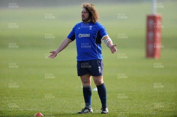 16.03.11 - Wales Rugby Training - Adam Jones during training. 
