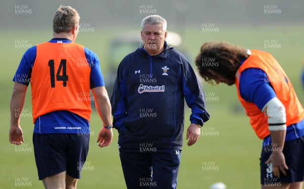 16.03.11 - Wales Rugby Training - Head coach Warren Gatland during training. 
