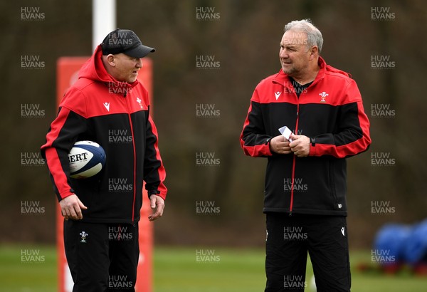 160321 - Wales Rugby Training - Neil Jenkins and Wayne Pivac during training