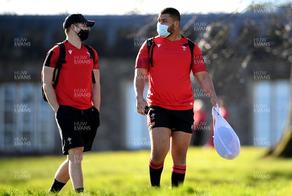 160321 - Wales Rugby Training - Hallam Amos and Leon Brown during training