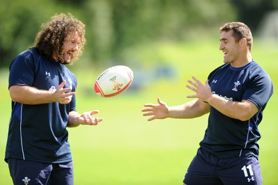16.08.11 - Wales Rugby Training - Adam Jones and Huw Bennett during training. 