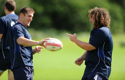 16.08.11 - Wales Rugby Training - Adam Jones and Huw Bennett during training. 