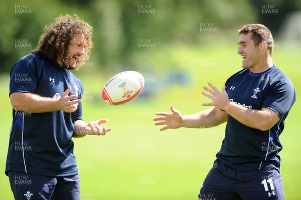 16.08.11 - Wales Rugby Training - Adam Jones and Huw Bennett during training. 