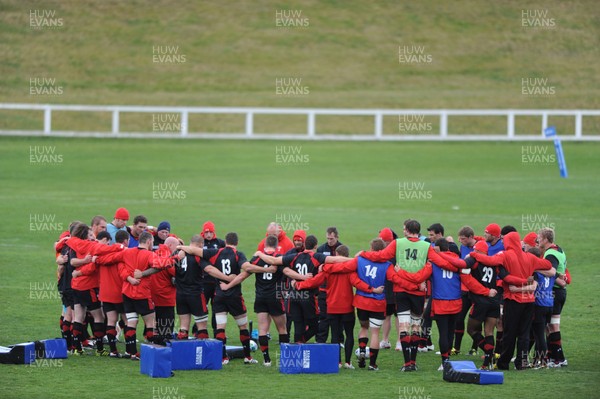 15.09.11 - Wales Rugby Training - Wales players huddle during training. 