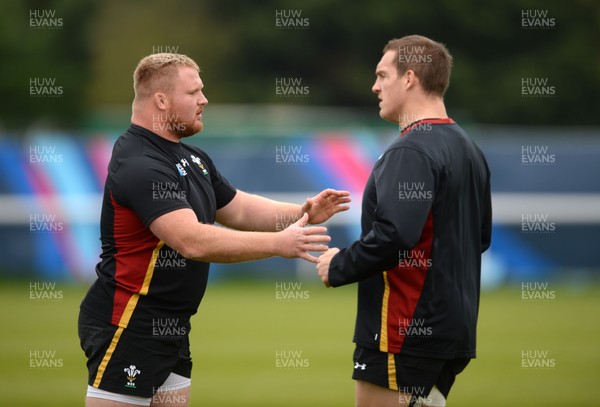 161015 - Wales Rugby Training -Samson Lee and Gethin Jenkins during training