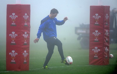 16.11.10 - Wales Rugby Training - George North kicks through thick fog during training. 