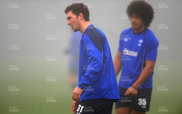 16.11.10 - Wales Rugby Training - George North looks through thick fog during training. 