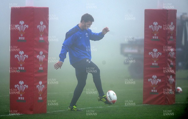 16.11.10 - Wales Rugby Training - George North kicks through thick fog during training. 