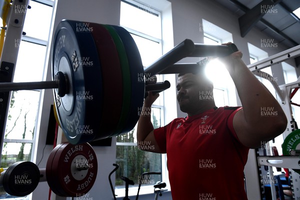 170222 - Wales Rugby Training - Leon Brown during a gym session
