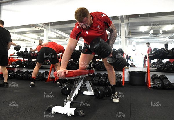 170222 - Wales Rugby Training - Ross Moriarty during a gym session