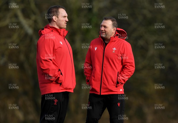 170222 - Wales Rugby Training - Gethin Jenkins and Johnathan Humphreys during training