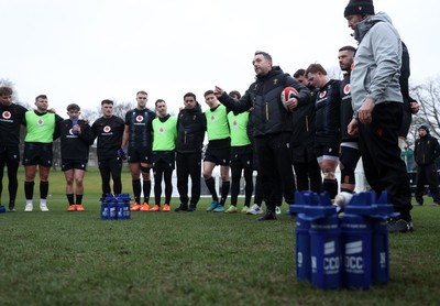 170225 - Wales Rugby Training in the week leading up to their 6 Nations game against Ireland - Matt Sherratt, Head Coach during training