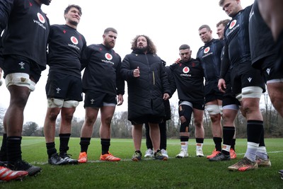 170225 - Wales Rugby Training in the week leading up to their 6 Nations game against Ireland - Adam Jones, Scrum Coach during training