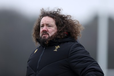 170225 - Wales Rugby Training in the week leading up to their 6 Nations game against Ireland - Adam Jones, Scrum Coach during training