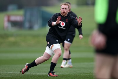 170225 - Wales Rugby Training in the week leading up to their 6 Nations game against Ireland - Tommy Reffell during training