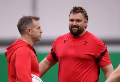 170226 - Wales Rugby Training ahead of their Six Nations game against Scotland - Tomas Francis during training