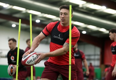 170226 - Wales Rugby Training ahead of their Six Nations game against Scotland - Josh Adams during training