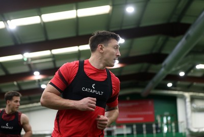 170226 - Wales Rugby Training ahead of their Six Nations game against Scotland - Josh Adams during training
