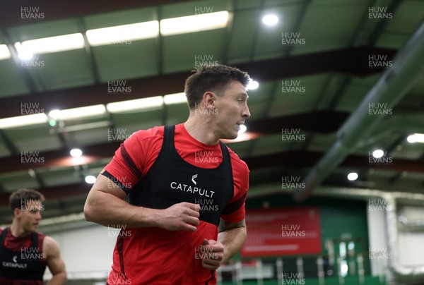 170226 - Wales Rugby Training ahead of their Six Nations game against Scotland - Josh Adams during training