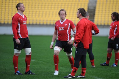 17.06.10 - Wales Rugby Training - Bradley Davies, Alun Wyn Jones and Matthew Rees during training. 